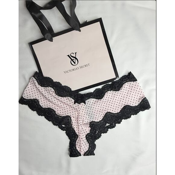 Victoria’s Secret Vintage Cheeky Culotte – Pink & Black Polka Dots – Size S 2014 - Picture 1 of 3